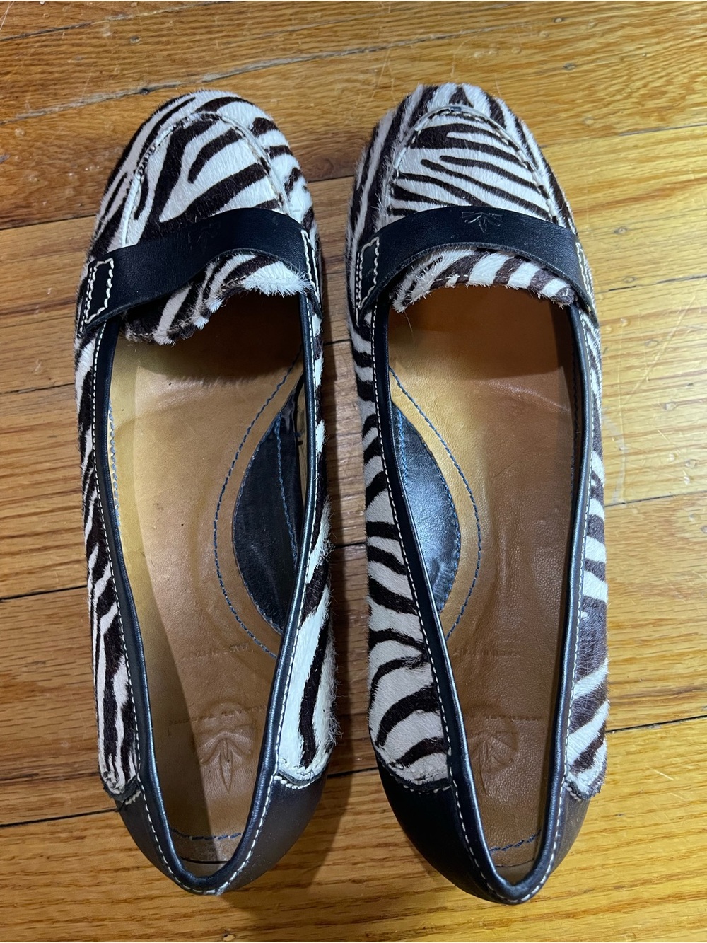 Michael Toschi Zebra Print pony and Leather-Trim Loafers - Black & White